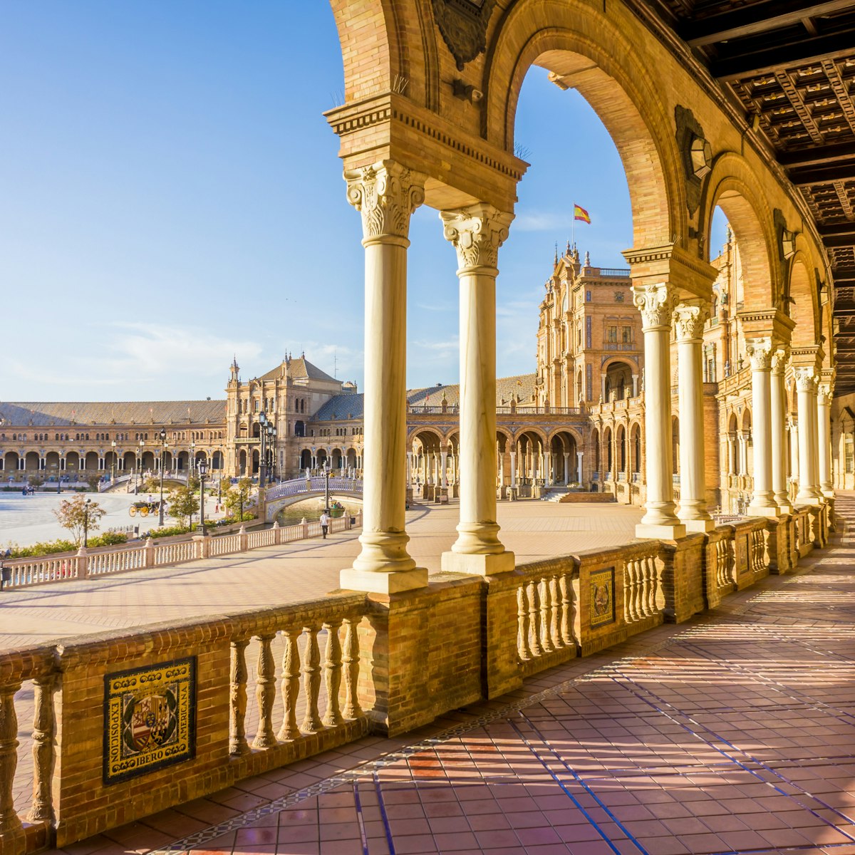 Spain Square (Plaza de Espana), Seville, Spain, built on 1928, it is one example of the Regionalism Architecture mixing Renaissance and Moorish styles.