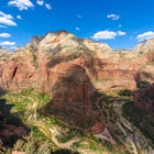 Wide angle panorama view of Zion Canyon, with the virgin river, Angels Landing Trail, Zion National Park, Utah, USA, License Type: media, Download Time: 2025-04-02T21:18:51.000Z, User: Ppeterson948, Editorial: false, purchase_order: 65050 - Digital Destinations and Articles, job: Global Publishing WIP, client: Global Publishing WIP, other: Pia Peterson Haggarty // SS Comp Ingestion