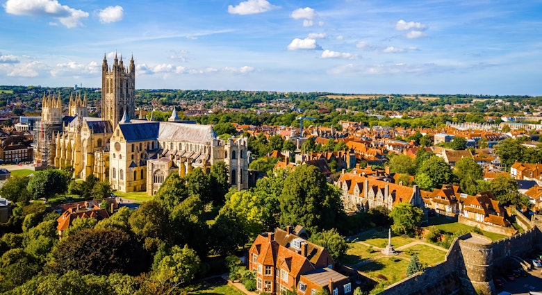 Aerial view of Canterbuty, cathedral city in southeast England, was a pilgrimage site in the Middle Age, England, UK, License Type: media, Download Time: 2025-04-08T14:26:10.000Z, User: tasminwaby56, Editorial: false, purchase_order: 65050 - Digital Destinations and Articles, job: Online Editorial, client: Canterbury TTD, other: Tasmin Waby