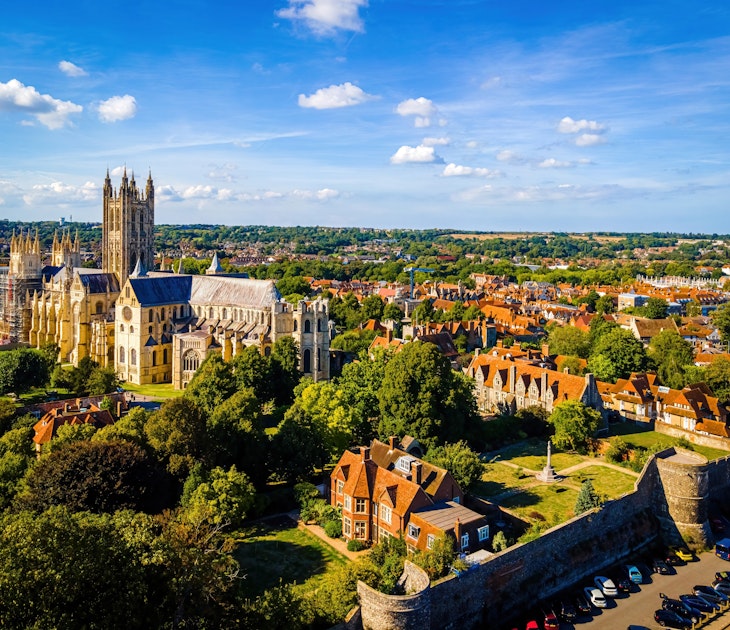 Aerial view of Canterbuty, cathedral city in southeast England, was a pilgrimage site in the Middle Age, England, UK, License Type: media, Download Time: 2025-04-08T14:26:10.000Z, User: tasminwaby56, Editorial: false, purchase_order: 65050 - Digital Destinations and Articles, job: Online Editorial, client: Canterbury TTD, other: Tasmin Waby