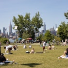 Brooklyn, New York - May 27, 2023: people enjoying a sunny day in Marsha P. Johnson state park.  License Type: media  Download Time: 2023-12-13T12:36:29.000Z  User: FergalCo  Is Editorial: Yes  purchase_order:   