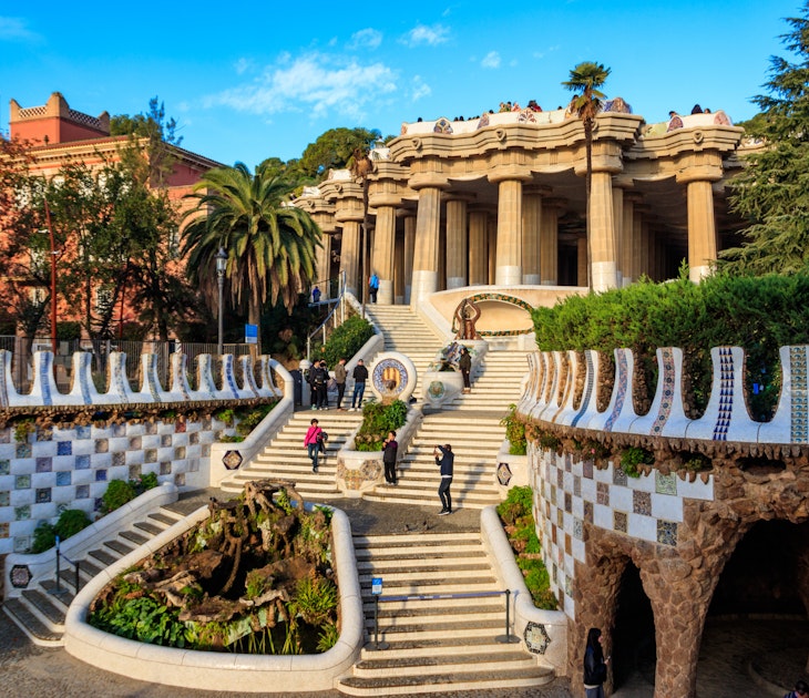 Barcelona, Spain - December 16, 2022: Entrance of Park Guell designed by Antoni Gaudi in Barcelona, Spain, License Type: media, Download Time: 2025-03-11T13:52:50.000Z, User: Ppeterson948, Editorial: true, purchase_order: 65050 - Digital Destinations and Articles, job: Global Publishing WIP, client: Global Publishing WIP, other: Pia Peterson Haggarty
