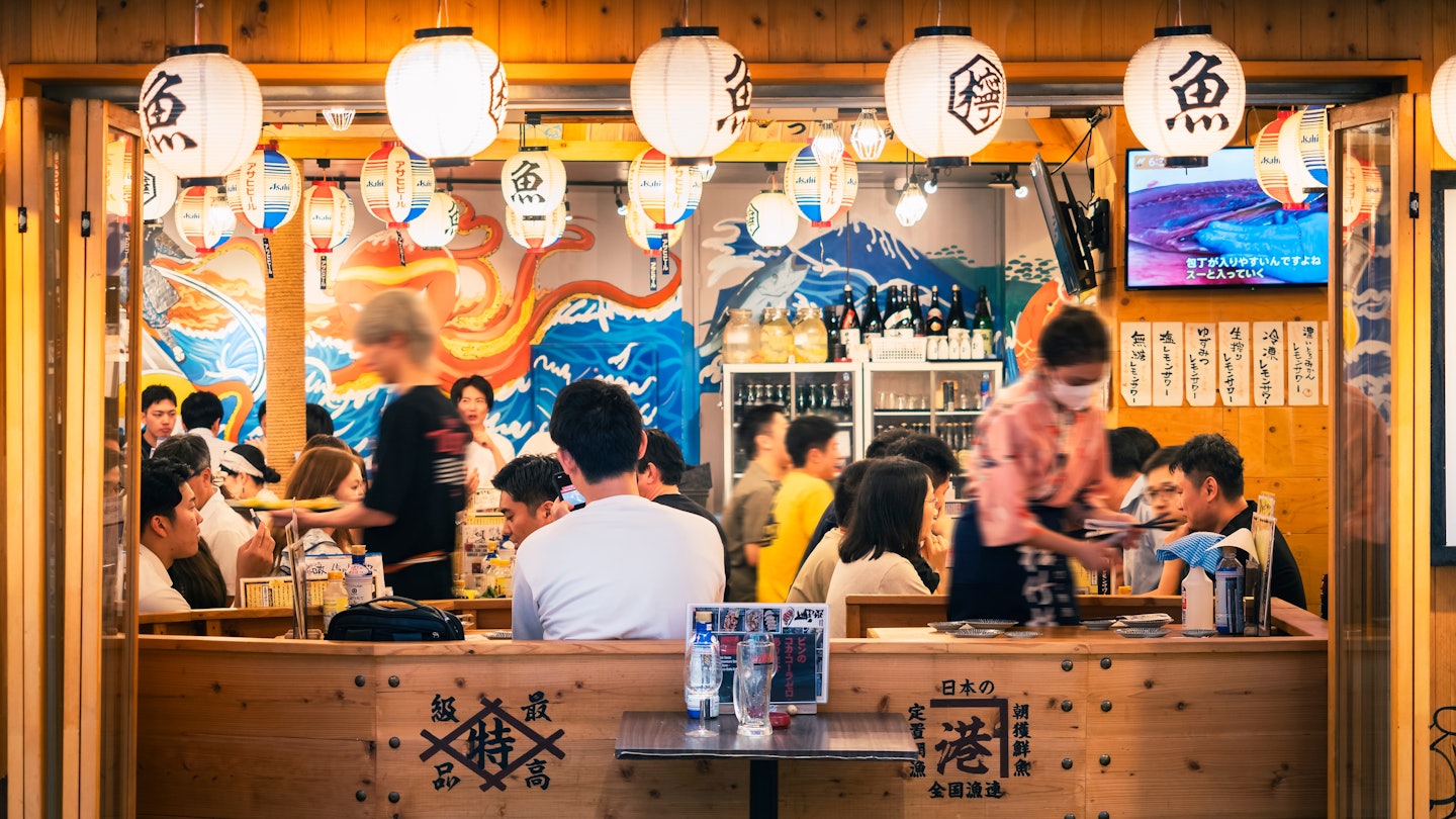 Yokohama Japan- Jul 19, 2024 : Japanese Bar restaurant with crowd People Yokohama city Japan nightlife , License Type: media, Download Time: 2025-01-30T21:50:40.000Z, User: sashabrady26, Editorial: true, purchase_order: 65050 - Digital Destinations and Articles, job: Lonely Planet, client: Photo haul, other: Sasha Brady