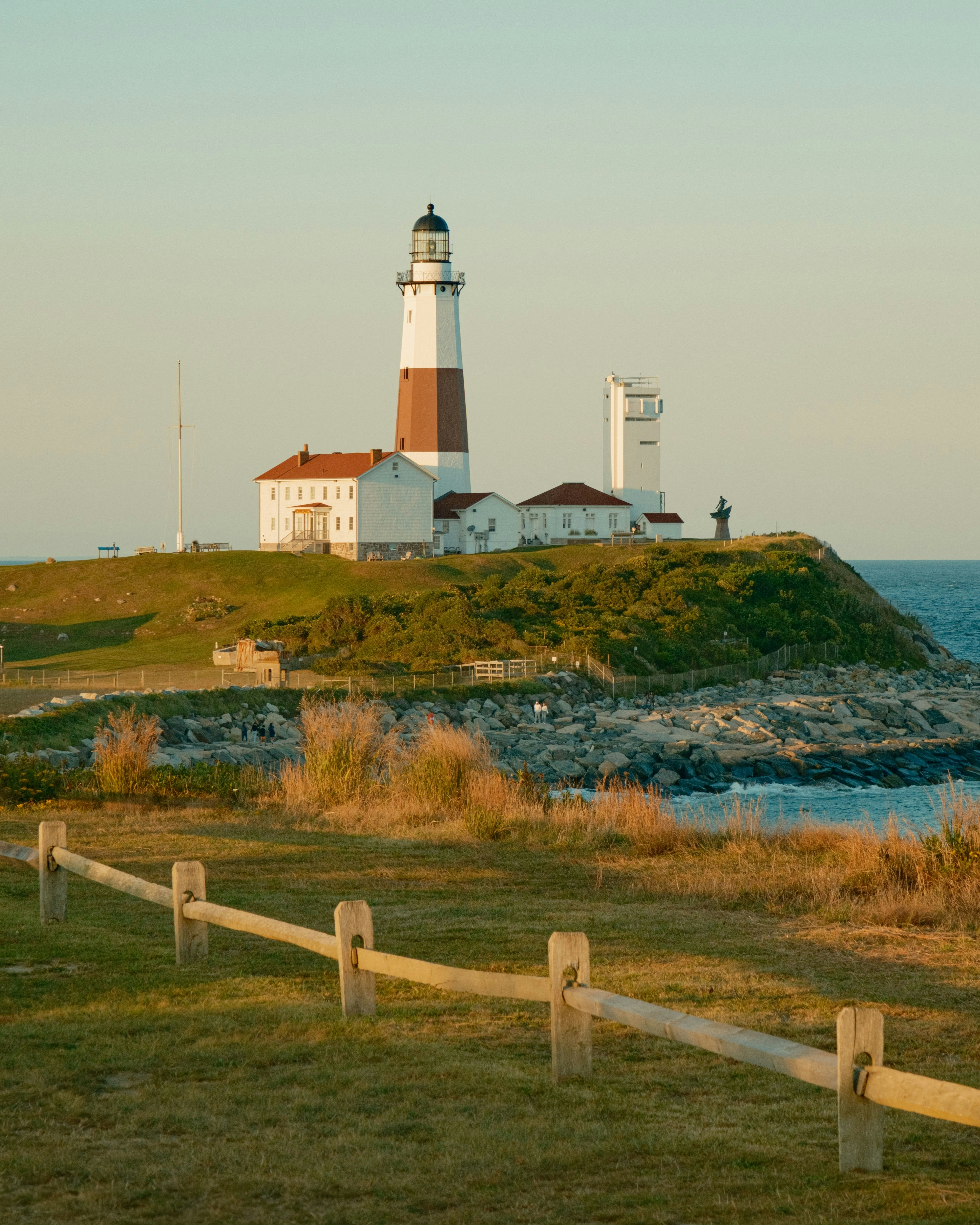 View of cliffs and Montauk Point Lighthouse