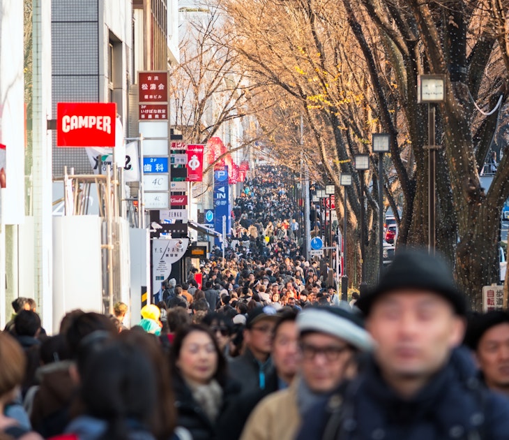 Tokyo, Japan - Jan 02, 2017 : Crowds walk through a Omote Sando Road. Omote-sando is considered one of most important shopping areas in Tokyo, the largest city in the world., License Type: media, Download Time: 2025-04-04T18:09:13.000Z, User: bhealy950, Editorial: true, purchase_order: 65050 - Digital Destinations and Articles, job: Lonely Planet Online Editorial, client: Guide to Harajuku, other: Brian Healy
