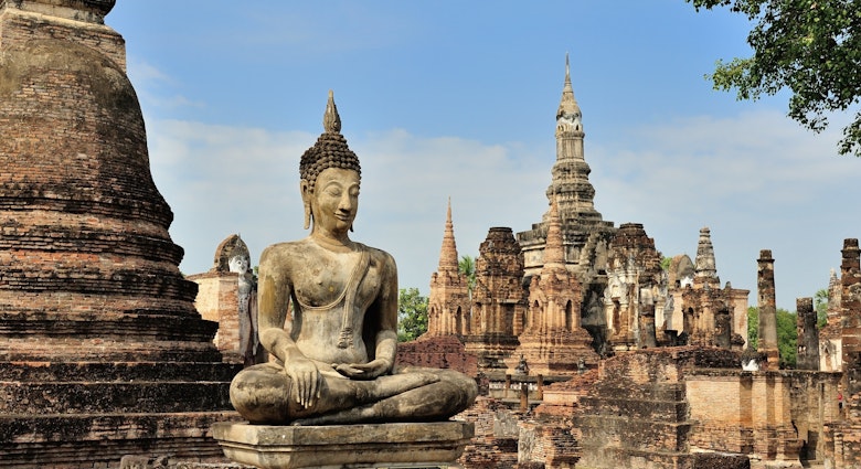 Pagodas and Buddhist statues at Sukhothai Historical Park, a Unesco world heritage site.
167709701
RFC, Shutterstock, ancient, archeology, architecture, art, asian, big, blue, buddha, buddhism, buddhist, building, culture, destination, hand, heritage, historical, history, landmark, large, looking, meditation, old, pagoda, park, prayer, praying, religion, ruin, sculpture, siam, sichoom, southeast, srichum, statue, stone, stupa, sukhothai, sukothai, temple, thai, thailand, tourist, travel, tropical, unesco, wat, world, worship, Adult, Male, Man, Person, Prayer
Pagodas and Buddhist statues at Sukhothai Historical Park, a Unesco world heritage site